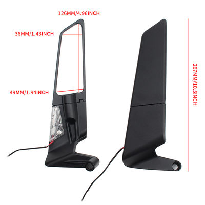 Universal Black Aluminum Alloy Glass Motorbike Wing Rearview Side Mirrors Large Wing Mirror