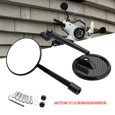 Long Pole Rearview Mirror Motorcycle Universal Retrofit Retro Round Mirror Carbon Fiber Rearview Reflector