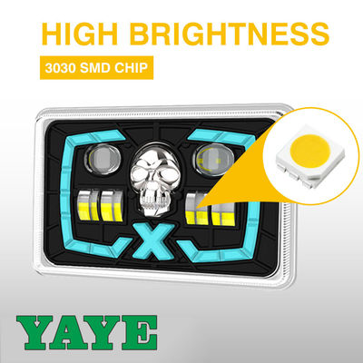 YAYE CG125 Semi-assembly Red Skull DRL Optical Projector Lens Motorcycle LED Accessory Headlight